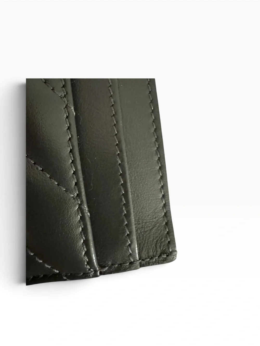 Saint Laurent Gray Quilted Leather Card Slot Holder with Gold Logo
